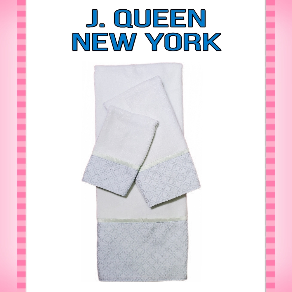 J. Queen New York Bathroom Decorative Blue Embroidered Bath Towel Set*
